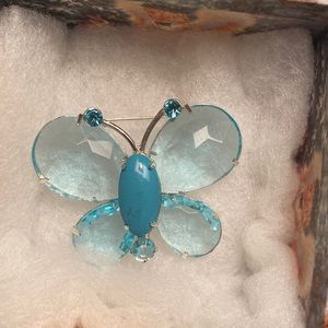 Aqua butterfly brooch/pin.